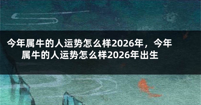 今年属牛的人运势怎么样2026年，今年属牛的人运势怎么样2026年出生