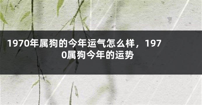 1970年属狗的今年运气怎么样，1970属狗今年的运势