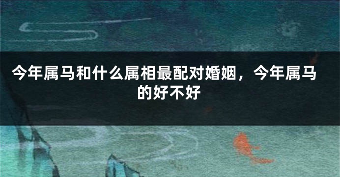 今年属马和什么属相最配对婚姻，今年属马的好不好