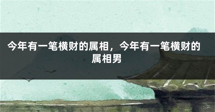 今年有一笔横财的属相，今年有一笔横财的属相男