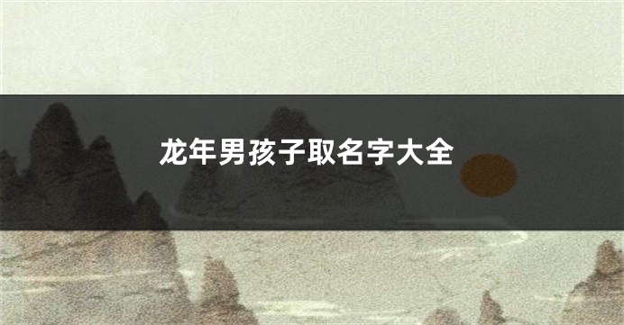 龙年男孩子取名字大全