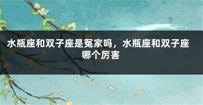 水瓶座和双子座是冤家吗，水瓶座和双子座哪个厉害
