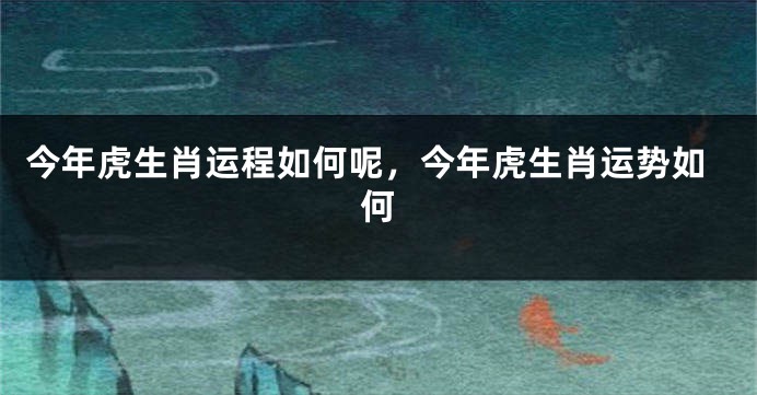 今年虎生肖运程如何呢，今年虎生肖运势如何