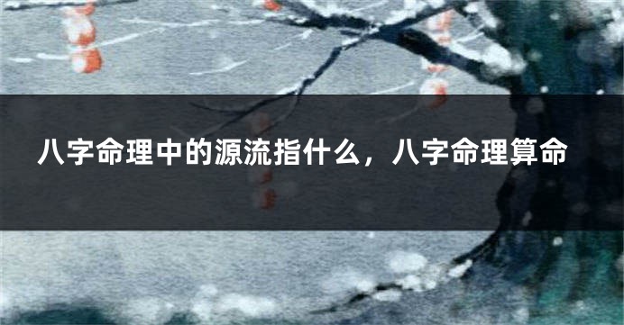 八字命理中的源流指什么，八字命理算命
