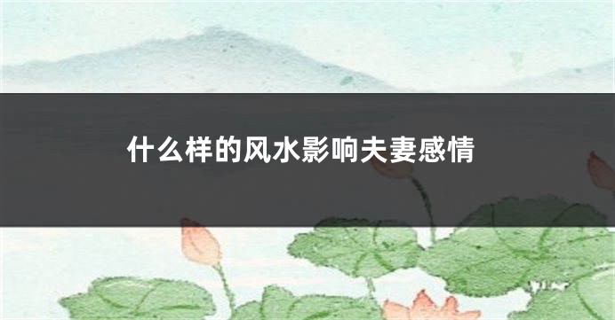 什么样的风水影响夫妻感情