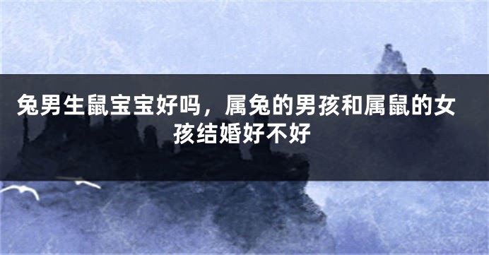 兔男生鼠宝宝好吗，属兔的男孩和属鼠的女孩结婚好不好