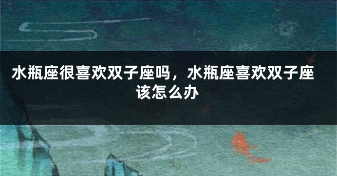 水瓶座很喜欢双子座吗，水瓶座喜欢双子座该怎么办