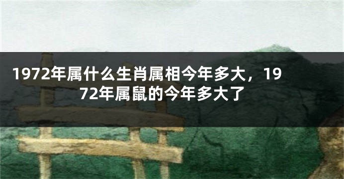 1972年属什么生肖属相今年多大，1972年属鼠的今年多大了