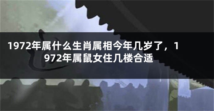1972年属什么生肖属相今年几岁了，1972年属鼠女住几楼合适