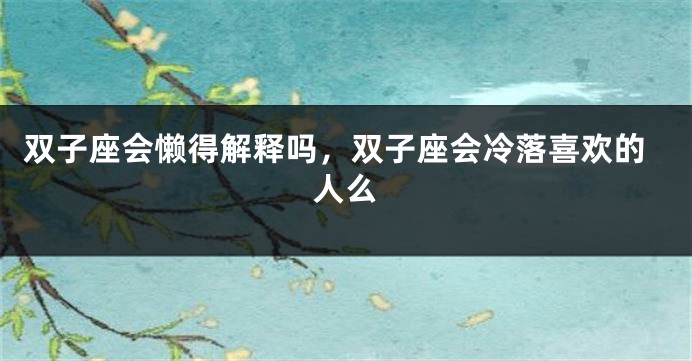 双子座会懒得解释吗，双子座会冷落喜欢的人么