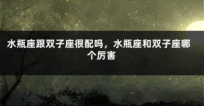 水瓶座跟双子座很配吗，水瓶座和双子座哪个厉害