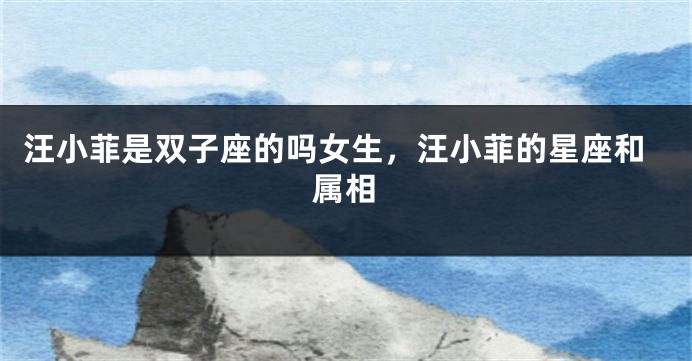 汪小菲是双子座的吗女生，汪小菲的星座和属相