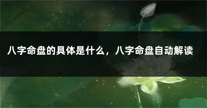 八字命盘的具体是什么，八字命盘自动解读