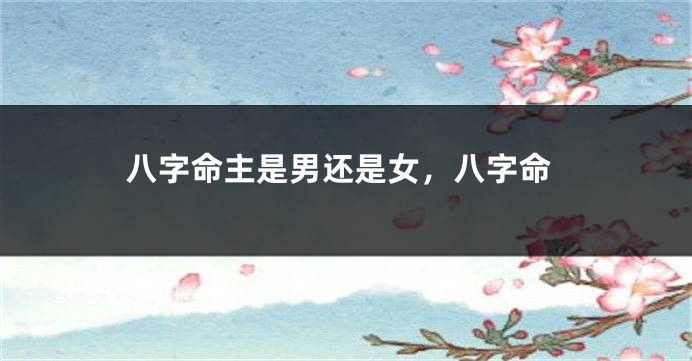 八字命主是男还是女，八字命