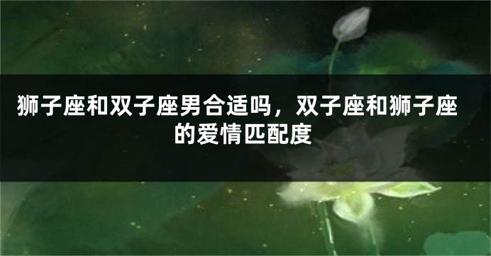 狮子座和双子座男合适吗，双子座和狮子座的爱情匹配度