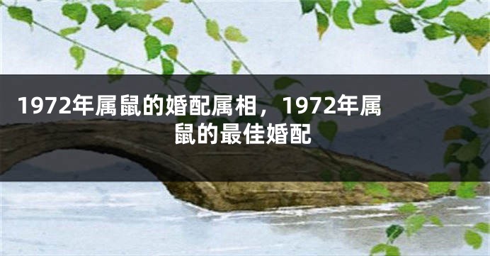 1972年属鼠的婚配属相，1972年属鼠的最佳婚配