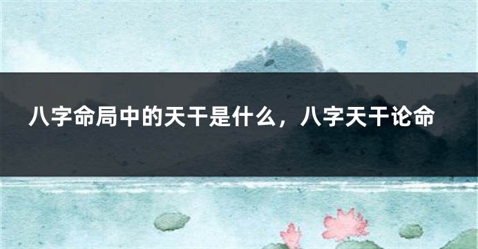 八字命局中的天干是什么，八字天干论命