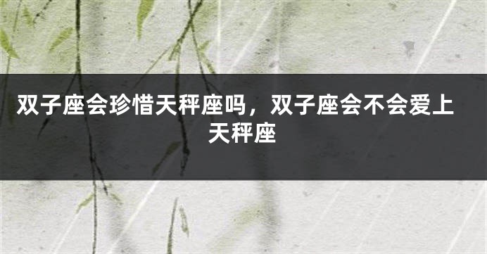 双子座会珍惜天秤座吗，双子座会不会爱上天秤座