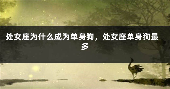 处女座为什么成为单身狗，处女座单身狗最多