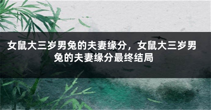 女鼠大三岁男兔的夫妻缘分，女鼠大三岁男兔的夫妻缘分最终结局