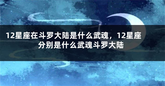 12星座在斗罗大陆是什么武魂，12星座分别是什么武魂斗罗大陆