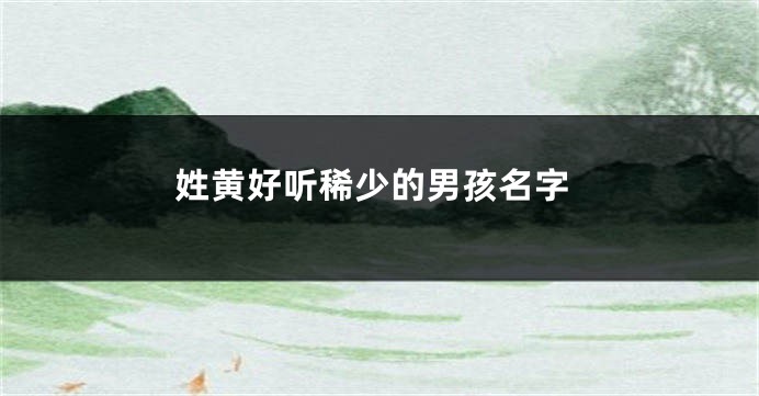 姓黄好听稀少的男孩名字