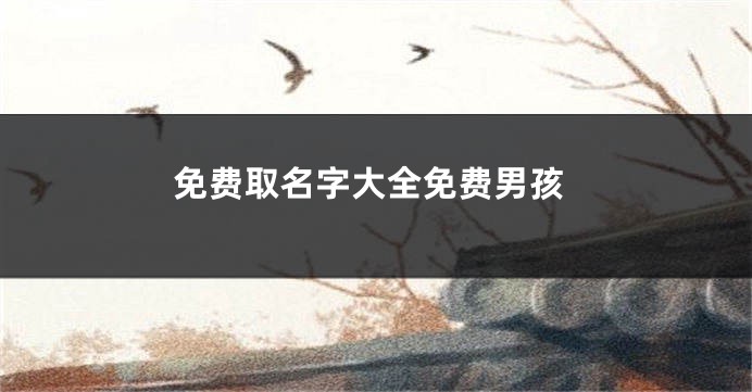 免费取名字大全免费男孩