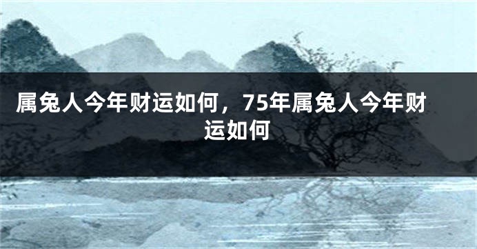 属兔人今年财运如何，75年属兔人今年财运如何