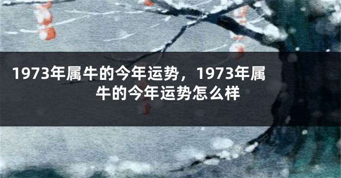 1973年属牛的今年运势，1973年属牛的今年运势怎么样