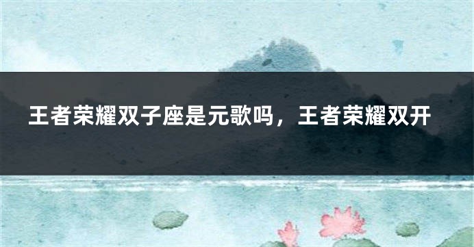 王者荣耀双子座是元歌吗，王者荣耀双开
