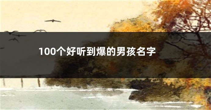 100个好听到爆的男孩名字