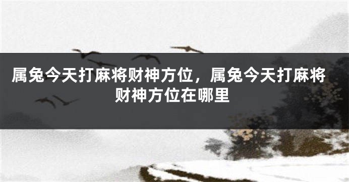属兔今天打麻将财神方位，属兔今天打麻将财神方位在哪里