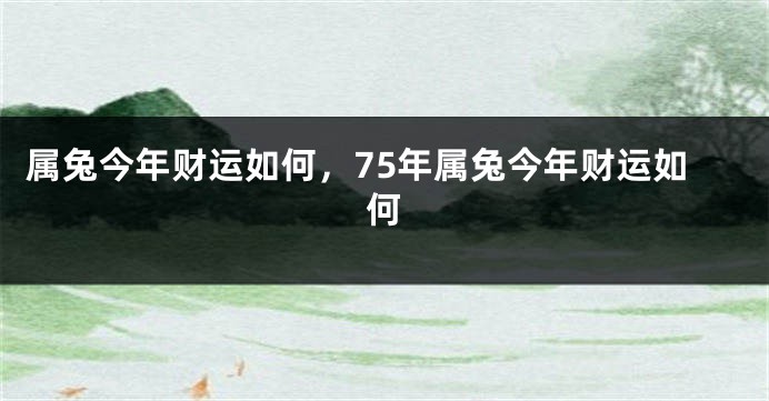 属兔今年财运如何，75年属兔今年财运如何