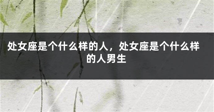 处女座是个什么样的人，处女座是个什么样的人男生