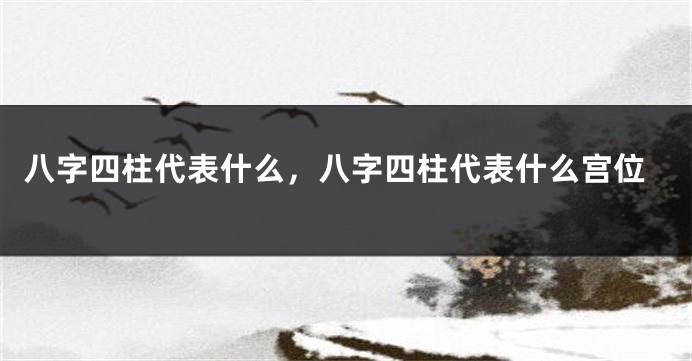 八字四柱代表什么，八字四柱代表什么宫位