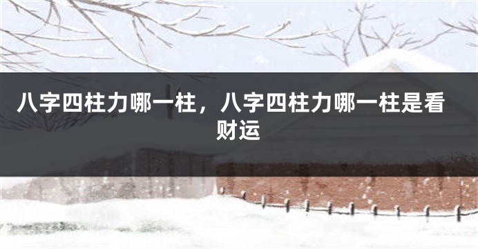 八字四柱力哪一柱，八字四柱力哪一柱是看财运