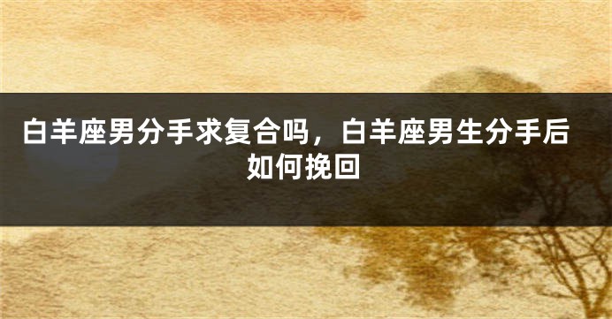 白羊座男分手求复合吗，白羊座男生分手后如何挽回