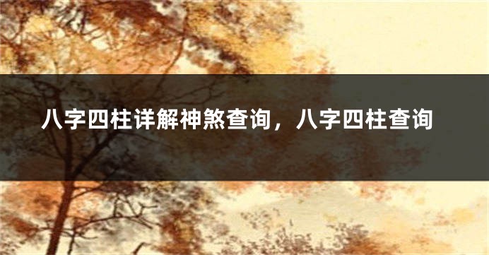 八字四柱详解神煞查询，八字四柱查询