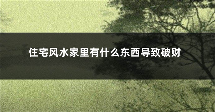 住宅风水家里有什么东西导致破财