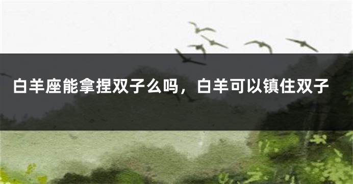 白羊座能拿捏双子么吗，白羊可以镇住双子
