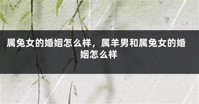 属兔女的婚姻怎么样，属羊男和属兔女的婚姻怎么样
