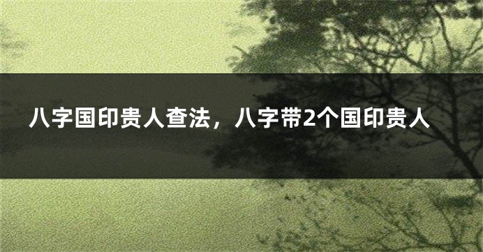八字国印贵人查法，八字带2个国印贵人