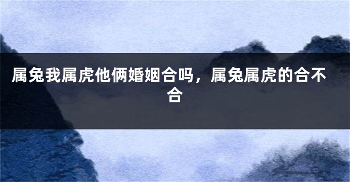 属兔我属虎他俩婚姻合吗，属兔属虎的合不合