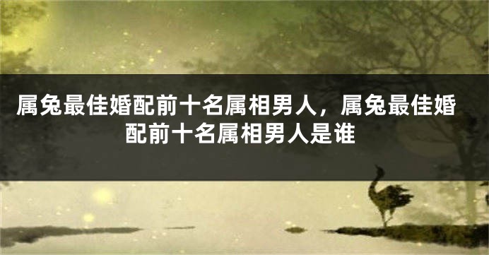 属兔最佳婚配前十名属相男人，属兔最佳婚配前十名属相男人是谁