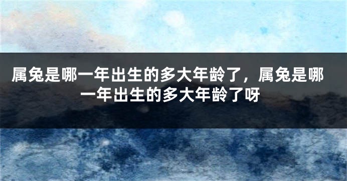属兔是哪一年出生的多大年龄了，属兔是哪一年出生的多大年龄了呀