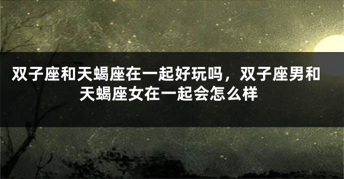 双子座和天蝎座在一起好玩吗，双子座男和天蝎座女在一起会怎么样
