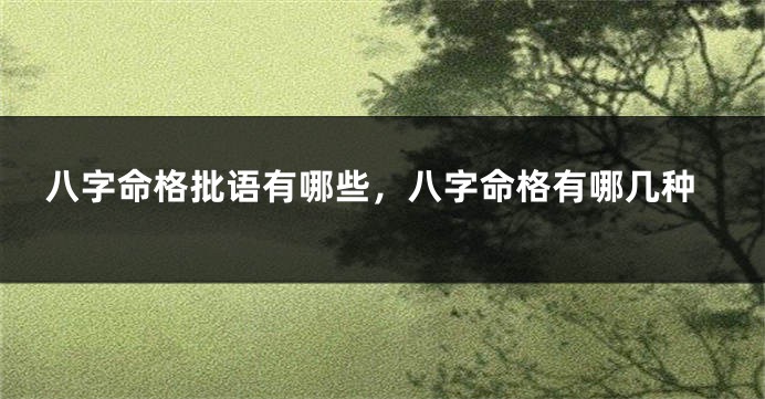 八字命格批语有哪些，八字命格有哪几种