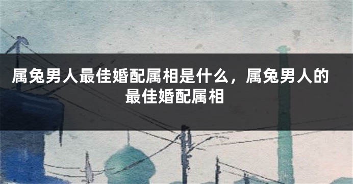 属兔男人最佳婚配属相是什么，属兔男人的最佳婚配属相