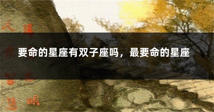 要命的星座有双子座吗，最要命的星座