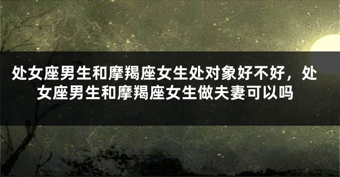 处女座男生和摩羯座女生处对象好不好，处女座男生和摩羯座女生做夫妻可以吗